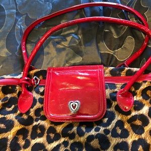 Brighton Leopard and Red Patent Trim Tote Bag 💗